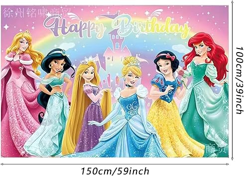 Princess Birthday Party Decorations,Happy Birthday Banner Backdrop for Birthday Party Supplies