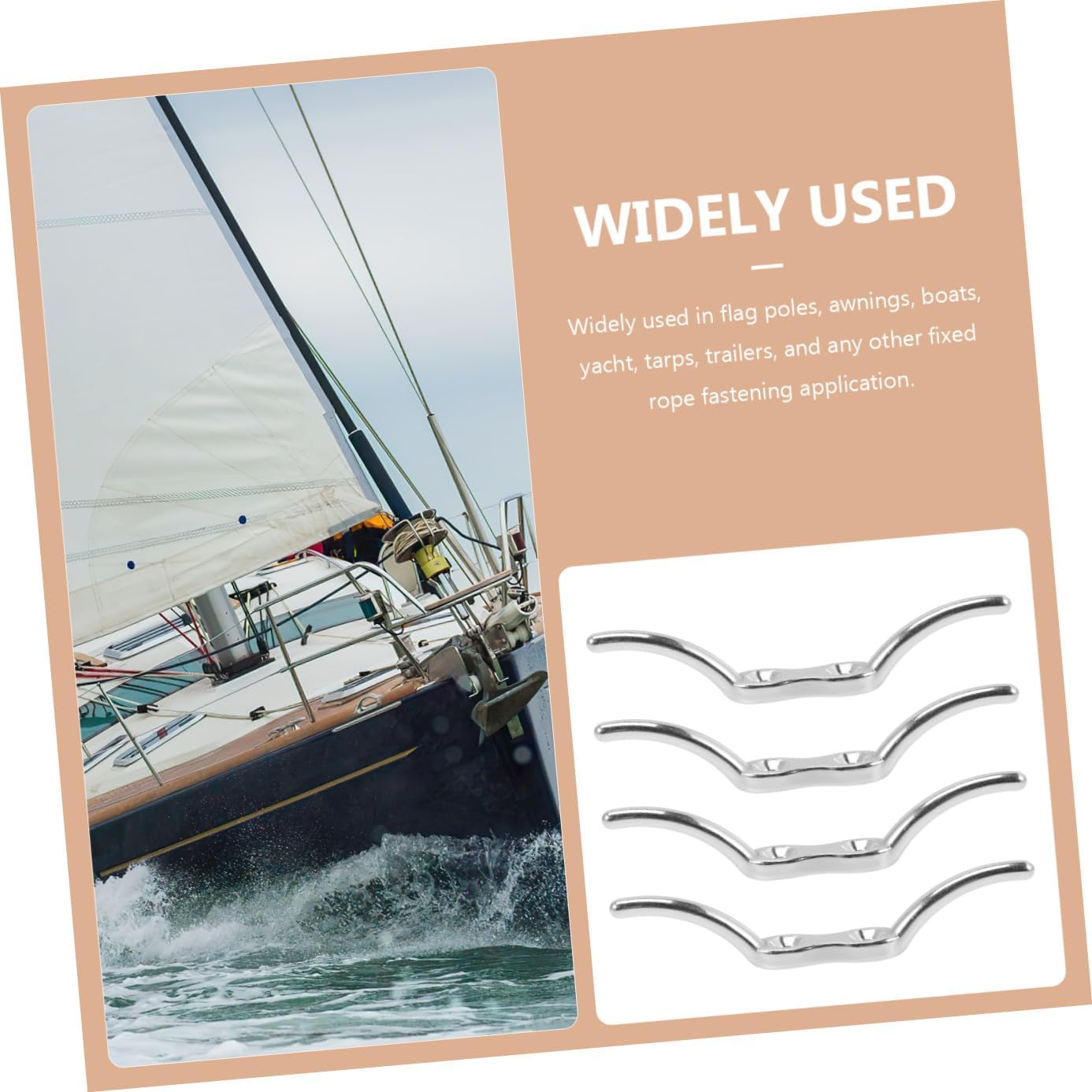 Sturdy Boat Mooring Accessories 4pcs Marine Rope Bolts Boat Dock Cleats 316 Stainless Steel Easy Install
