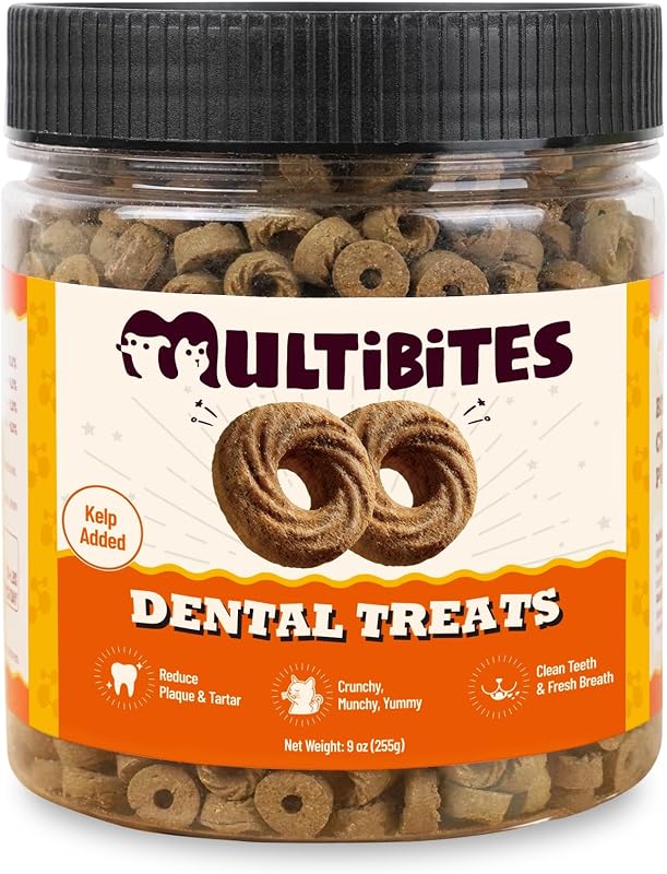 Petisco dental crocante para gatos MULTIBITES com algas e frango, 255 g