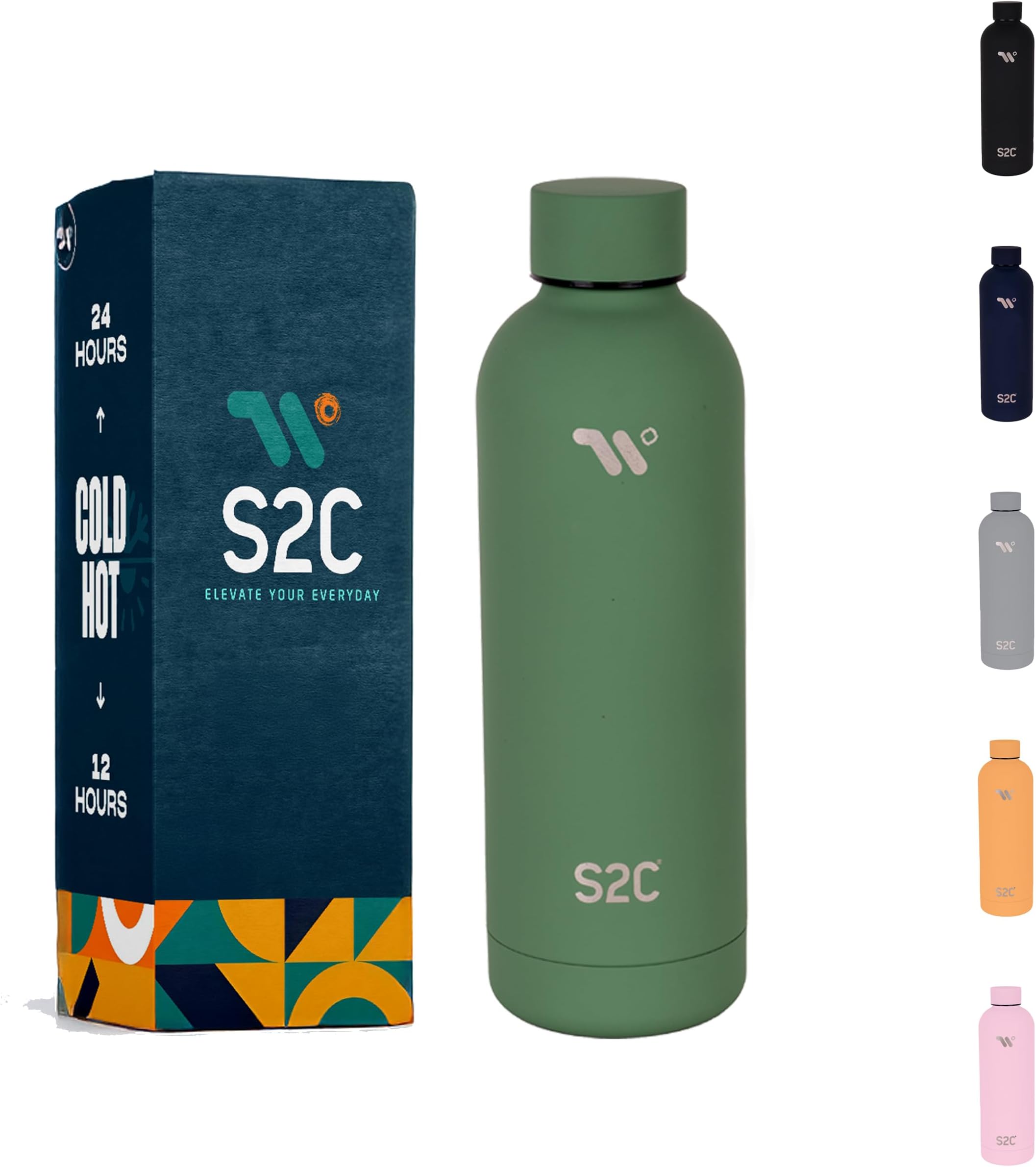 Water Bottle Stainless Steel 750ml - Double Wall insulated Water Bottles for Hot Water Gym Bottle Stainless Steel Water Bottle for Kids School Flask Bottle Hot water bottle (GREEN, 750ml)