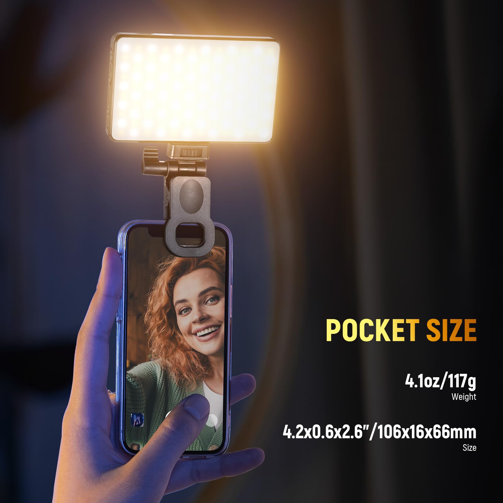 NEEWER BASICS Lampa do selfie LED do telefonu, ładowalna lampa fotograficzna 2500-9000K, kolorowe filmy, dyfuzor/3000mAh, CRI95+ regulowane oświetlenie wideo Visio do aparatu iPhone Zoom połączenia