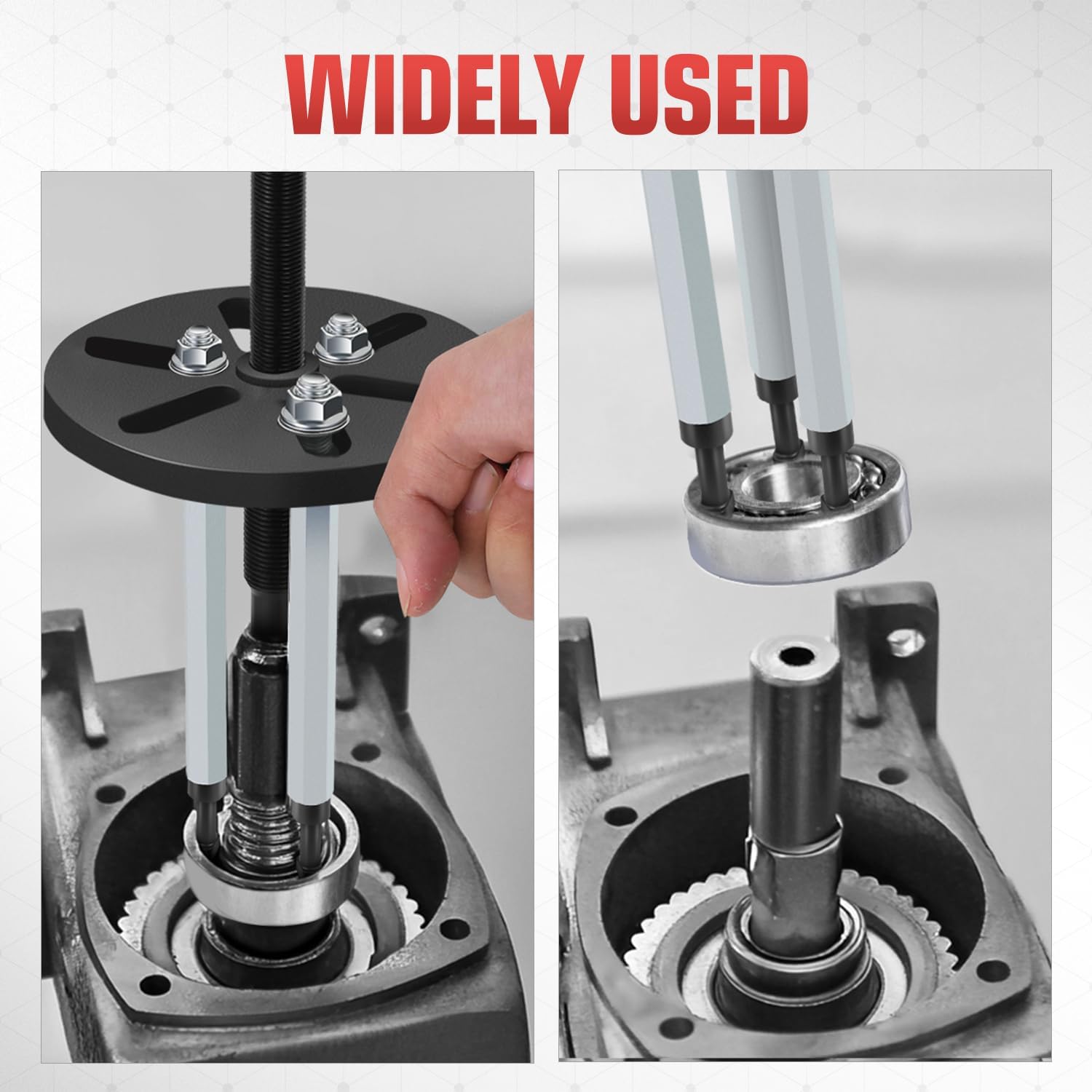 DNA Motoring 21 in 1 Bearing Puller, Bearing Extractor Removal Tool, Inner Hole Three-Jaw Puller with Curved Hook, Collet Multi-Functional Bearing Removal Tool, TOOLS-00606