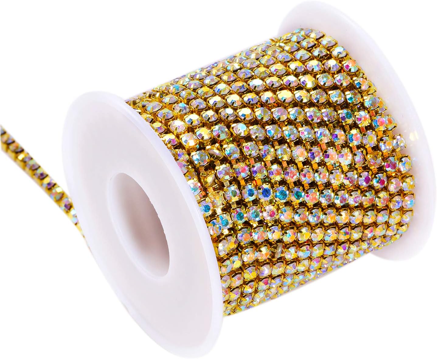 BLINGINBOX Rhinestones Chain 10 Yards SS16/4mm Crystal AB Glass Sew On Rhinestones Cup Chain with Gold Bottom Sew On Trim(ss16-4mm, Crystal AB-Gold Bottom)
