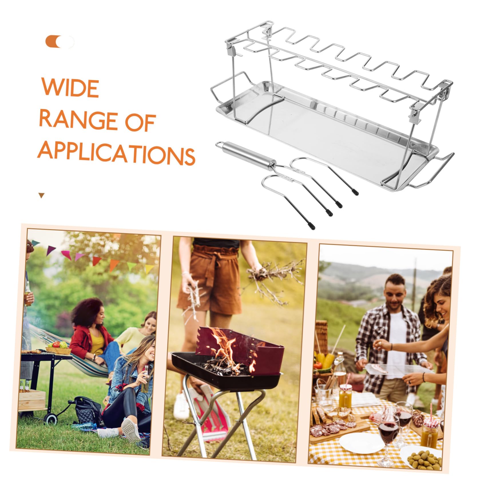 Toyvian Barbecue in Acciaio Inox Di Forchette Per Grigliare Vassoio Per Arrostire Supporto Per Cosce Di Pollo Forchette Per Tacchini Spiedini Portatili Per Bistecche Per Affumicare Leccard