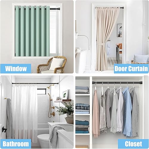 Miniatura 7 de 2 unidades de varillas de tensión negras para ventanas de 28 a 48 pulgadas, barra de cortina ajustable de 78" de diámetro, varilla de tensión de