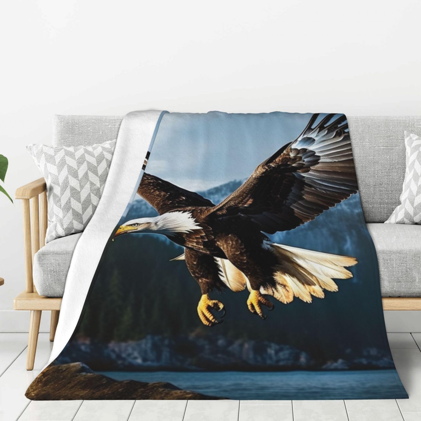 Eagle at Hunting Throw Blanket Plush Flannel Fleece Blanket, Soft Lightweight Cozy Blankets 40"X30" for Bed Couch Sofa Travel