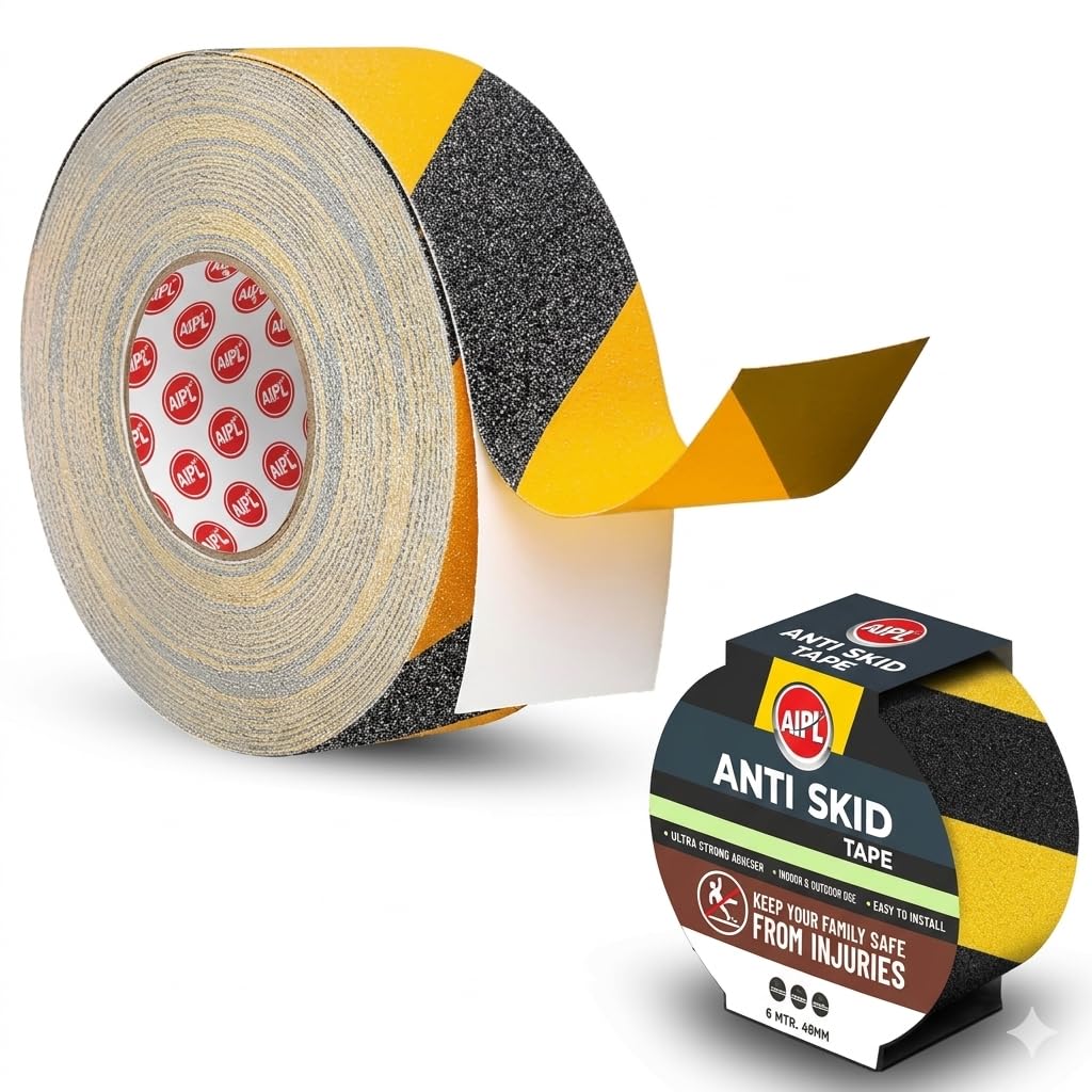 AIPL Premium Heavy Duty Strong Anti Skid Tape for Safety and Traction, Indoor or Outdoor, Stair and other Slippery Surfaces | Waterproof,Black & Yellow - 48 MM X 16.40 Foot-image-31