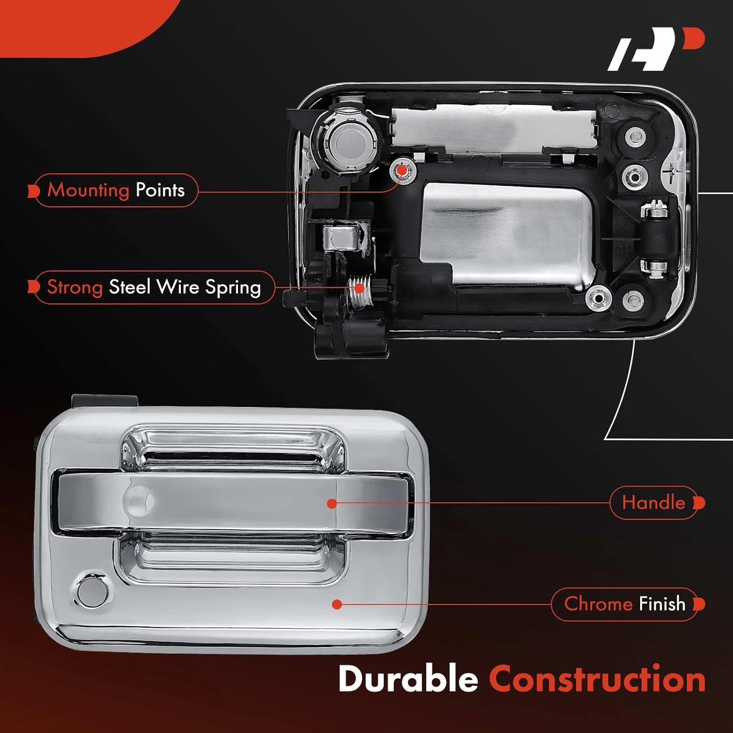 A-Premium Front Right Passenger Side Exterior Door Handle Compatible with Ford F-150 F150 2004-2014 & Lincoln Mark LT 2006-2008, Chrome, Replace# 6L3Z1522404ABCH