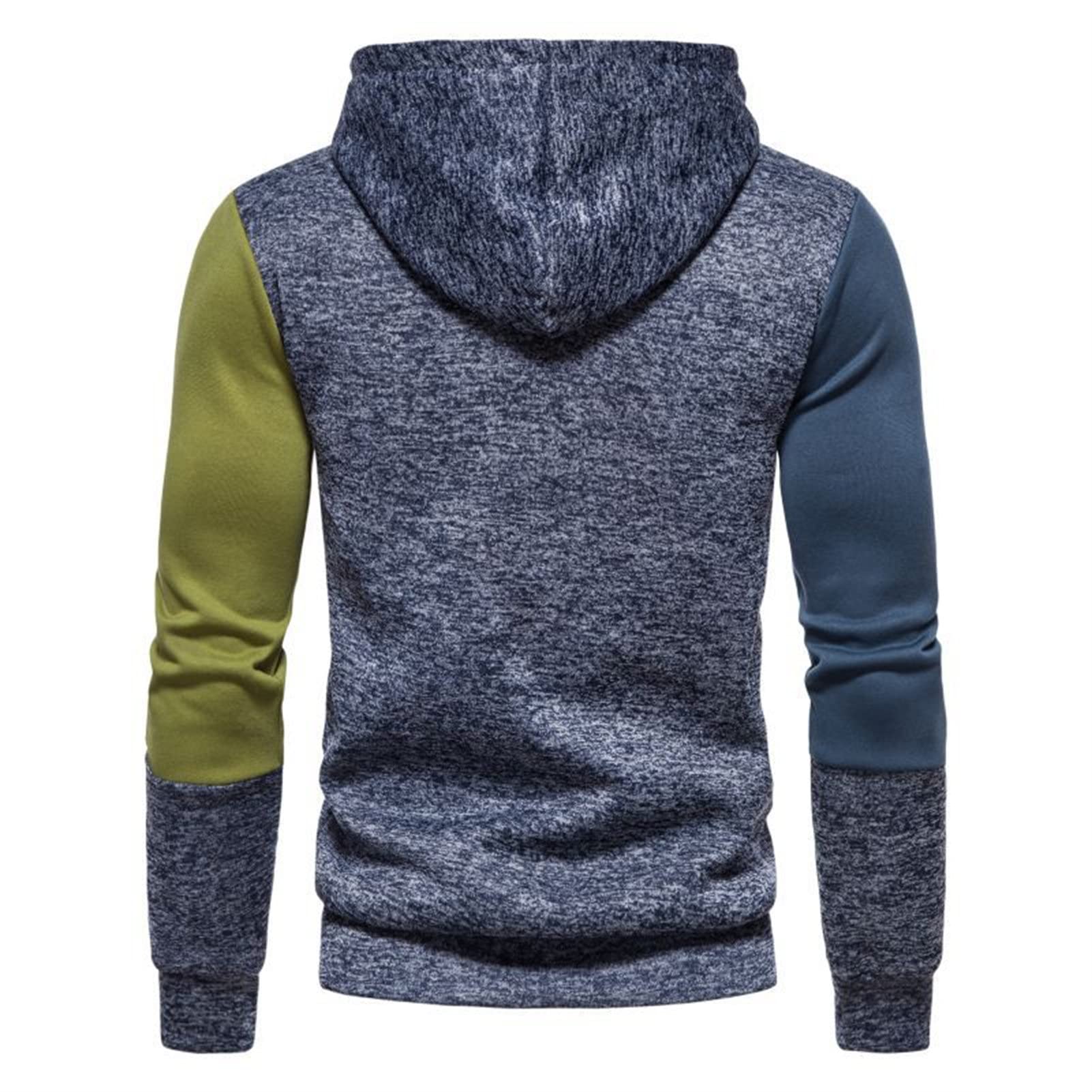 Maiyifu-GJ Men Casual Colorblock Pullover Hoodies Long Sleeve Patchwork Drawstring Hoodie Casual Slim Fit Hooded Sweatshirt (Dark Blue,X-Large)