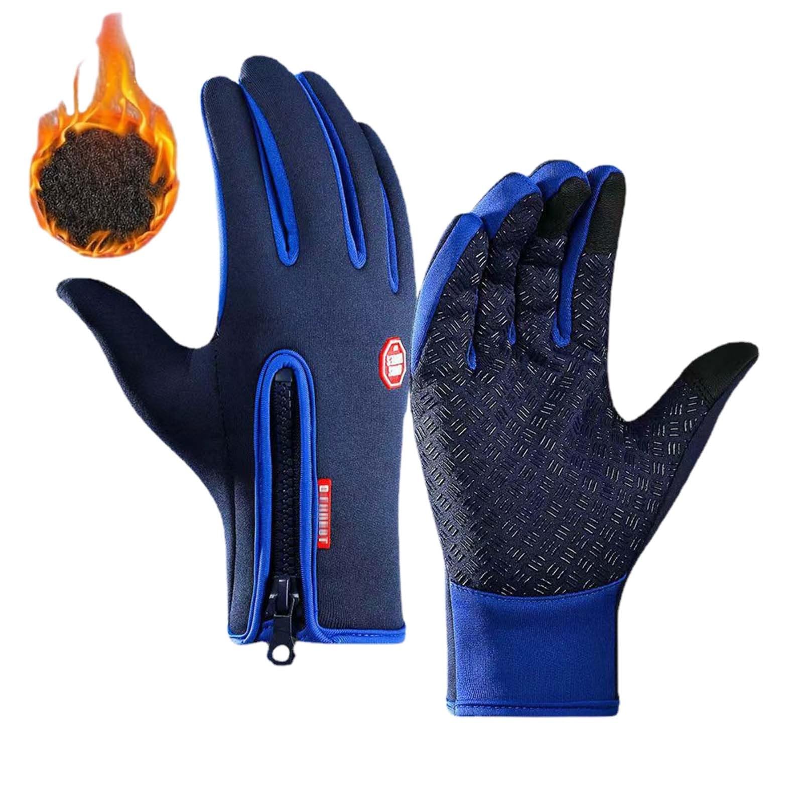 GPAHRRDNIJ Ski Gloves for Men Women Waterproof Snow Ski Gloves for Winter Snowboard Touchscreen with Zipper (Blue-M)