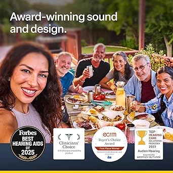 Audien Atom X Hearing Aid For Seniors & Adults with Hearing Loss - Noise Cancelling, Rechargeable OTC Bluetooth Hearing Aids w/Charging Case, 48+ Hour Battery Life, Touchscreen Control, Nearly Invisible Design