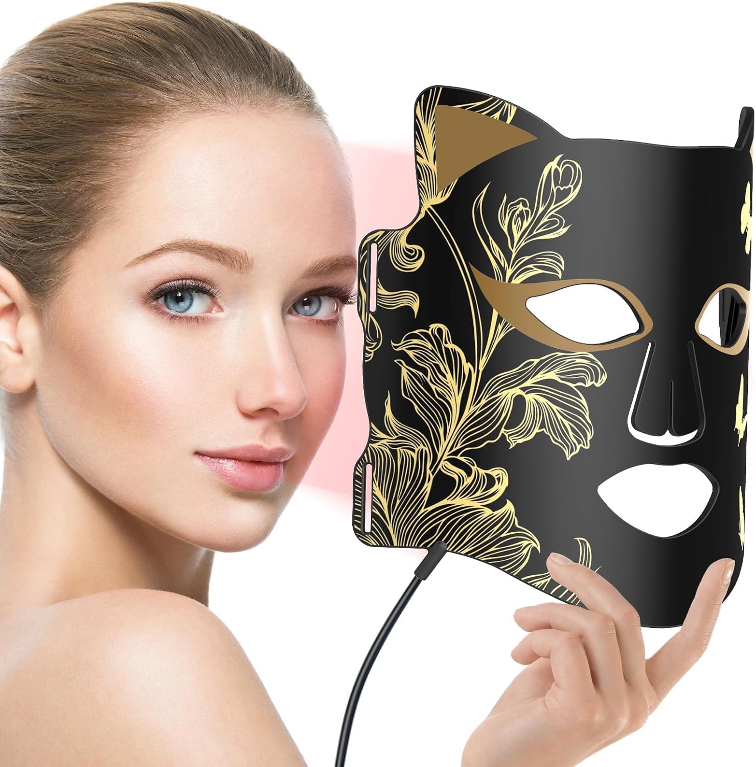 LED Gesichtsmaske mit Rotlichttherapie – 7 Farben led maske gesicht mit Kühlmaske, Anti-Aging/Akne, Aufhellung, Faltenbehandlung, Pflegegerät und Schön für alle Hauttypen