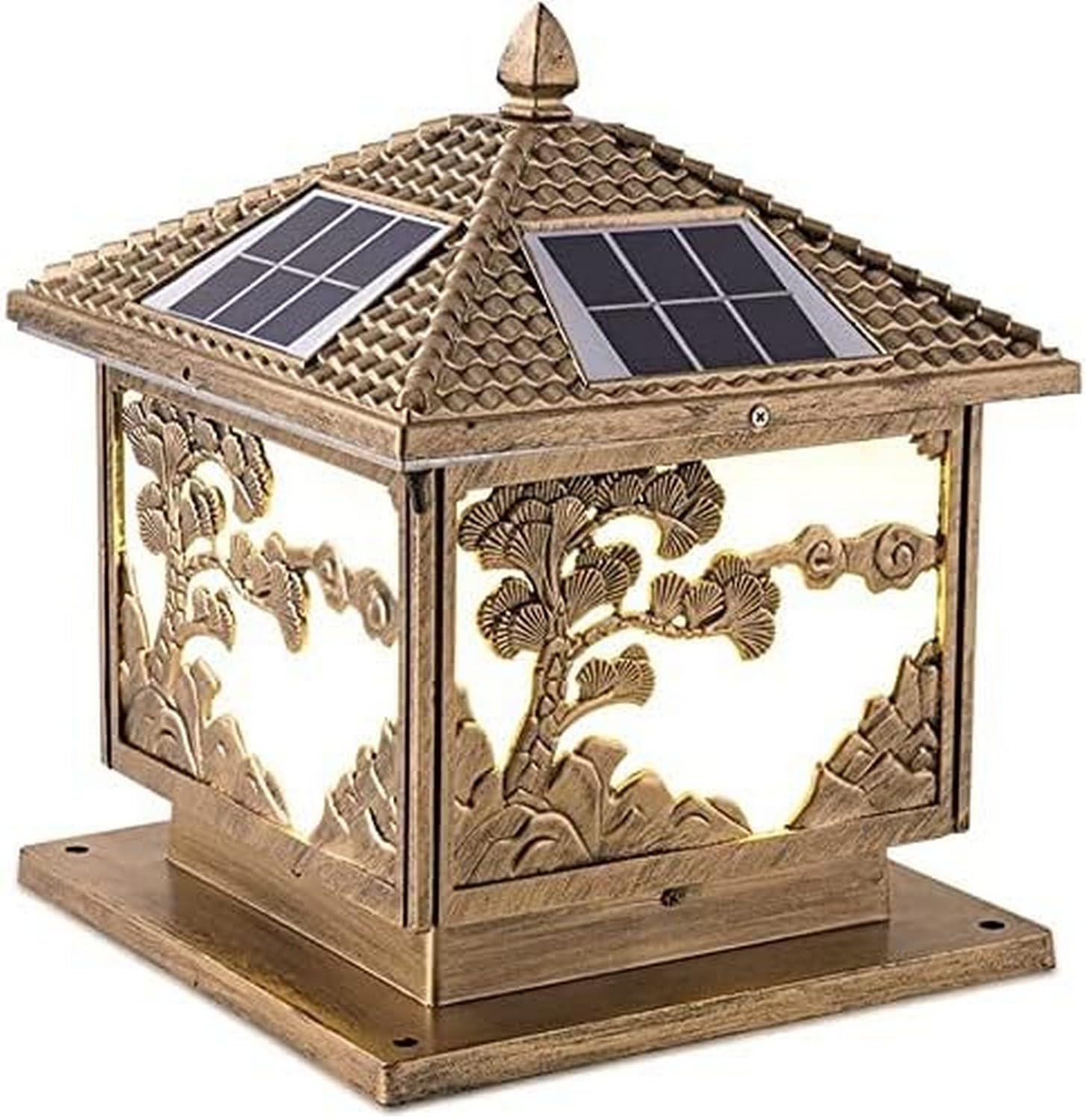 VDOQTLJT Garden Post Light LED Solar Pedestal Lamp Outdoor Waterproof Column Headlight European Fence Pole Wall-Mounted Lights Villa Courtyard Pillar Lawn Street Decor 25 * 25 * 30cm