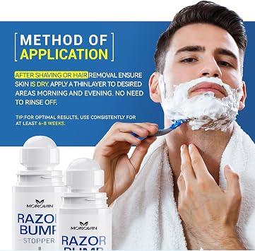 Razor Bumps Ingrown Hair Treatment: 100ml Smoothing Solution for Body, Beard & Bikini Area Post Waxing After Shaving Serum Roller for Ingrown Hair & Razor Burn - Women & Men
