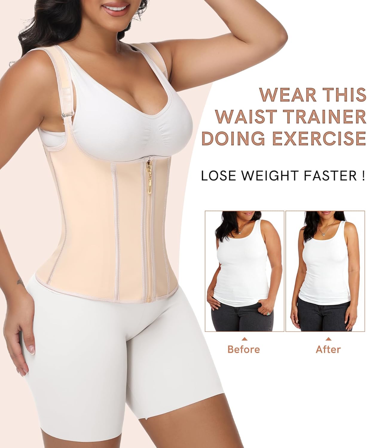 Waist Trainer Corset For Women,Tummy Control Sports Girdle, Hourglass Vest Waist Cincher Body Shaper with Adjustable Straps - Image 4