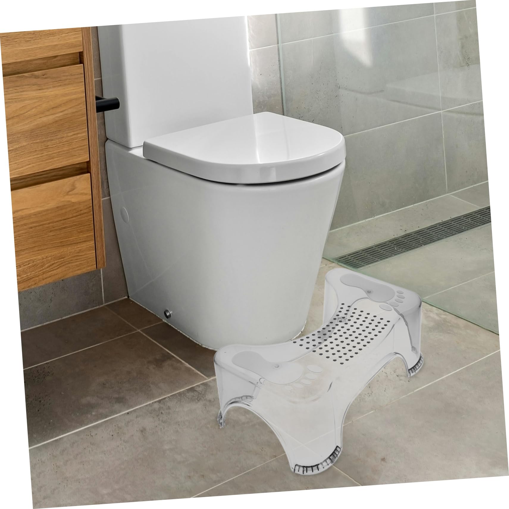 Sgabello per Wc per Bambini Design Antiscivolo in Pet Multifunzionale, Rialzo Bagno per Anziani e Ragazzi, Pratico Sgabello da Bagno Sicuro e Resistente