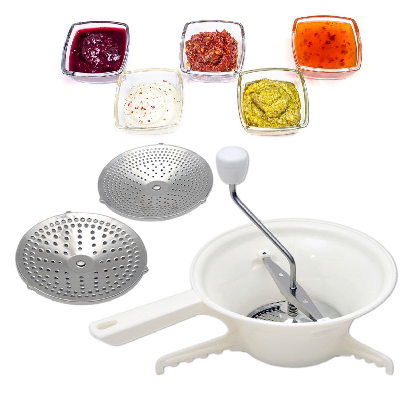 Broyeur de tomates pour sauce, presse-tomates manuel en acier inoxydable, moulin à légumes avec 3 disques interchangeables