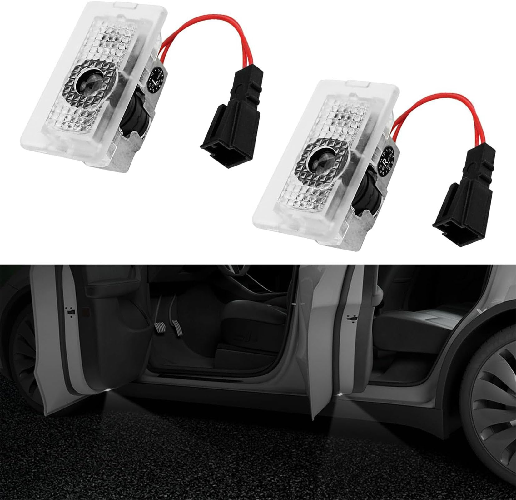 VIHIMAI Autotür LED Licht Logo Projektor 【2 Stück】 Kompatibel mit Tesla Model 3/Model Y/Model S/Model X Projektionsleuchten Willkommenslicht Begrüßungslicht Einstiegsbeleuchtung——Tesla Zubehör