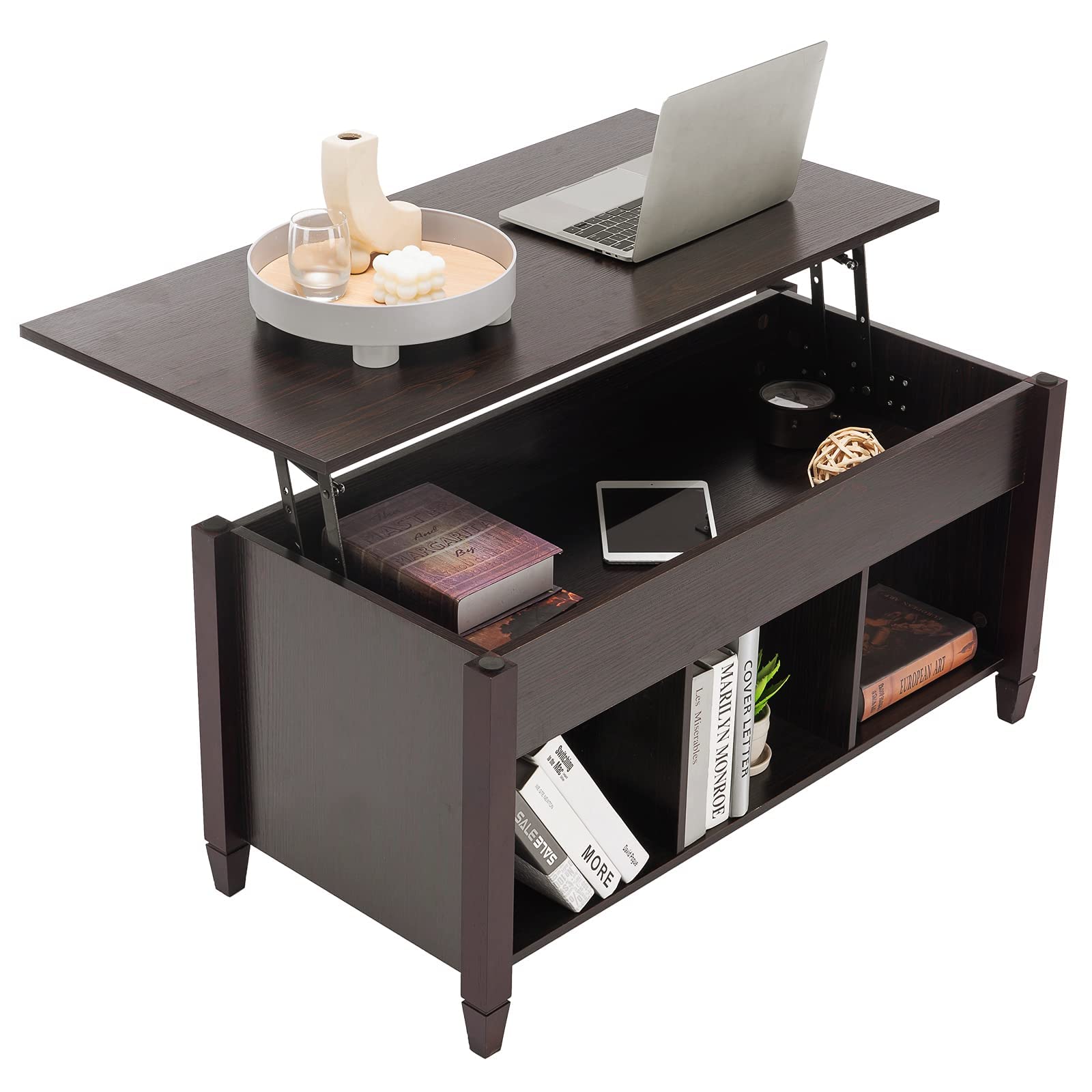 Bonnlo Lift Top Coffee Table, Coffee Table Converst to Dining Table