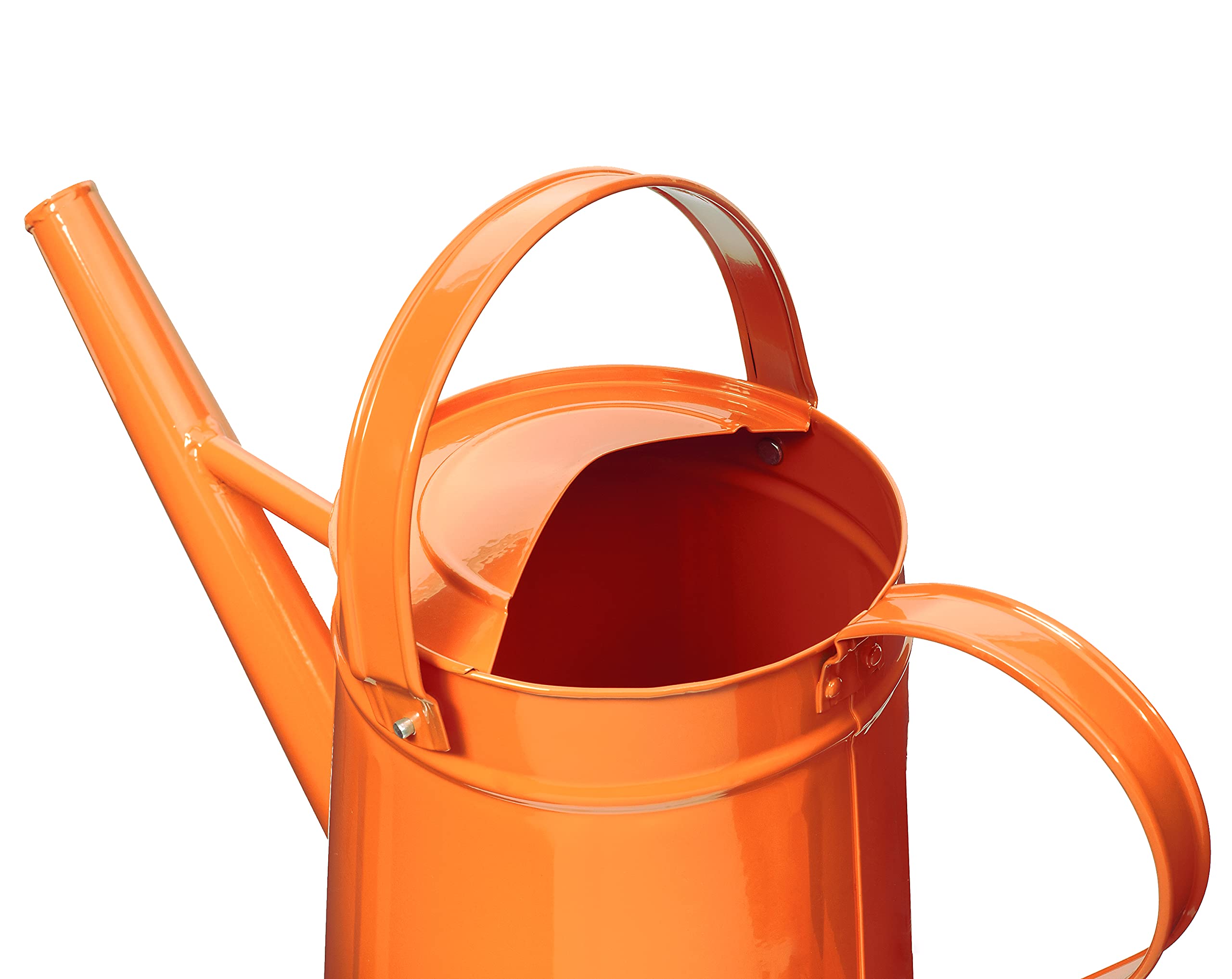 Tierra Garden Gießkanne aus Metall, für den Außenbereich, 3,8 Liter, verzinkter Stahl, mit Sprinklerkopf, Orange