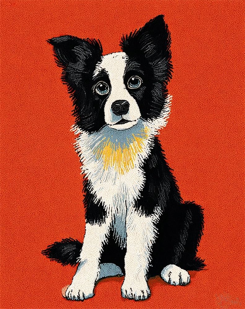 FWRTYCB 3D Latch Hook Rug Kit Border Collie DIY Latch Hook Rug Kits 20X15Inch DIY Crochet Carpet Making Beginner Set for Adults Beginners Present Decoration