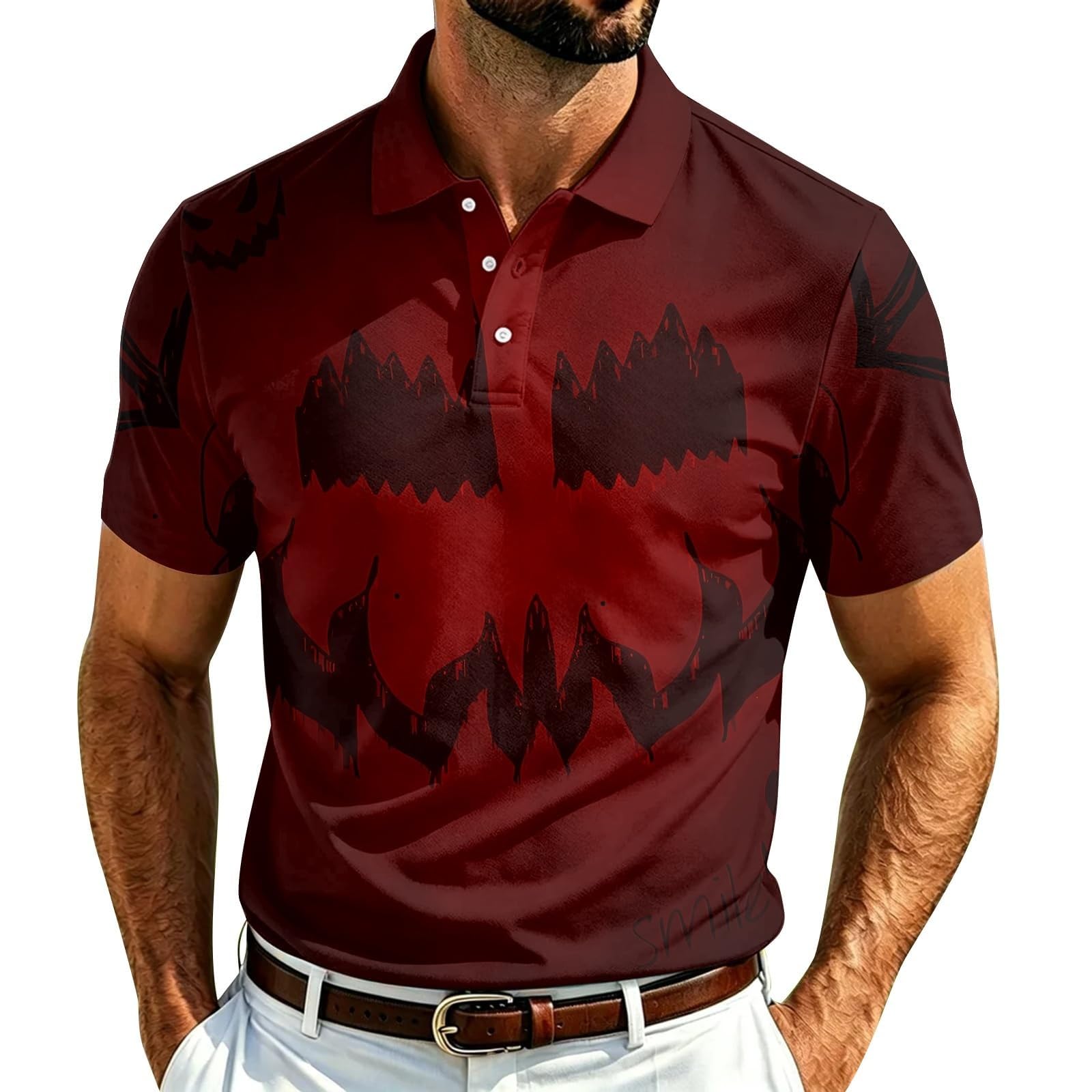 Halloween Polo Shirts for Men Pumpkin Print Costumes Short Sleeve Tops 2026