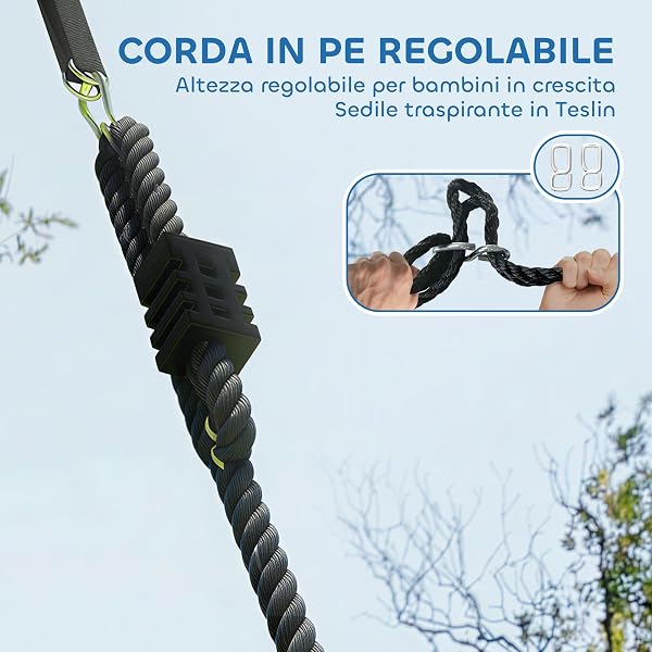 AIYAPLAY Altalena da Albero, Altalena a Nido per Bambini da Ø120 cm con Corde Regolabili e Cinghie, Gioco da Esterno per Bambini 3-8 Anni, Capacità 300 kg, Multicolore - 5