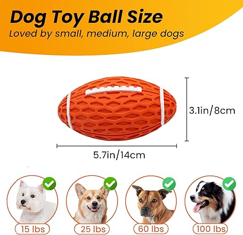 Miniatura 2 de Petinstinct Juguetes para perros, juguetes de rugby para perros masticadores agresivos, juguetes de goma resistentes y chirriantes para perros,