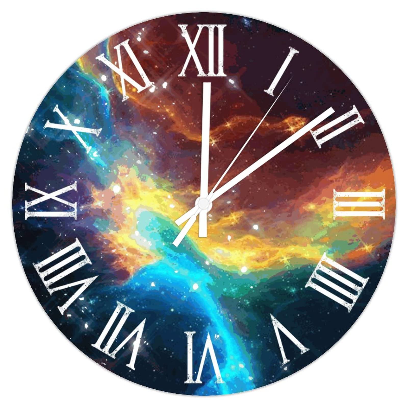 Red Galaxy Wood Wall Clocks Outerspace Nebula Hanging Clock 12inch