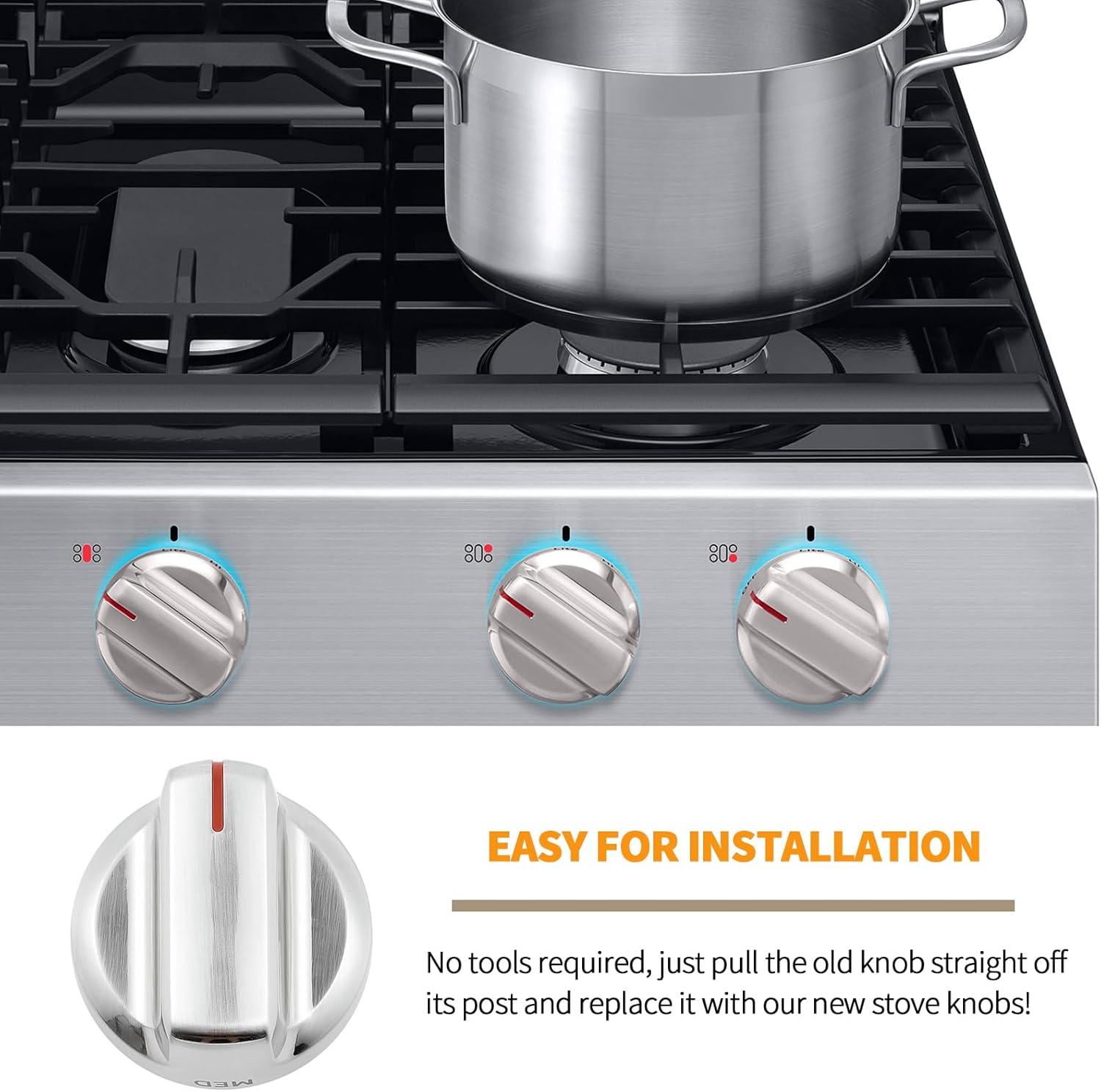 atgestore DG94-02141C Stove Knobs Replacement for Samsung Stove Parts NX58M6630SS/AA Samsung Assembly Knob DG94-02141A Gas Range Oven Knobs Cooktop Burner Control Knobs 5 Pcs