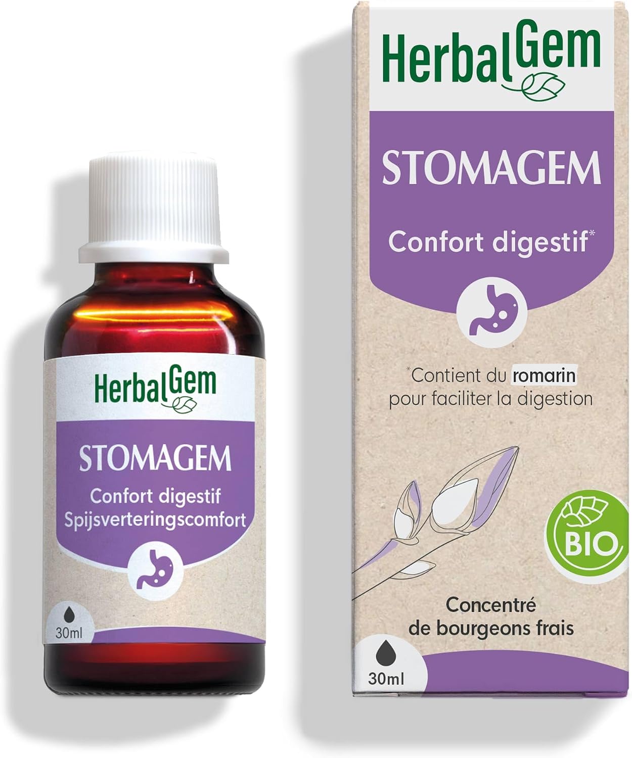 HerbalGem Stomagem Organic Gemmotherapy Complex Concentrated Digestive Balance 30 ml