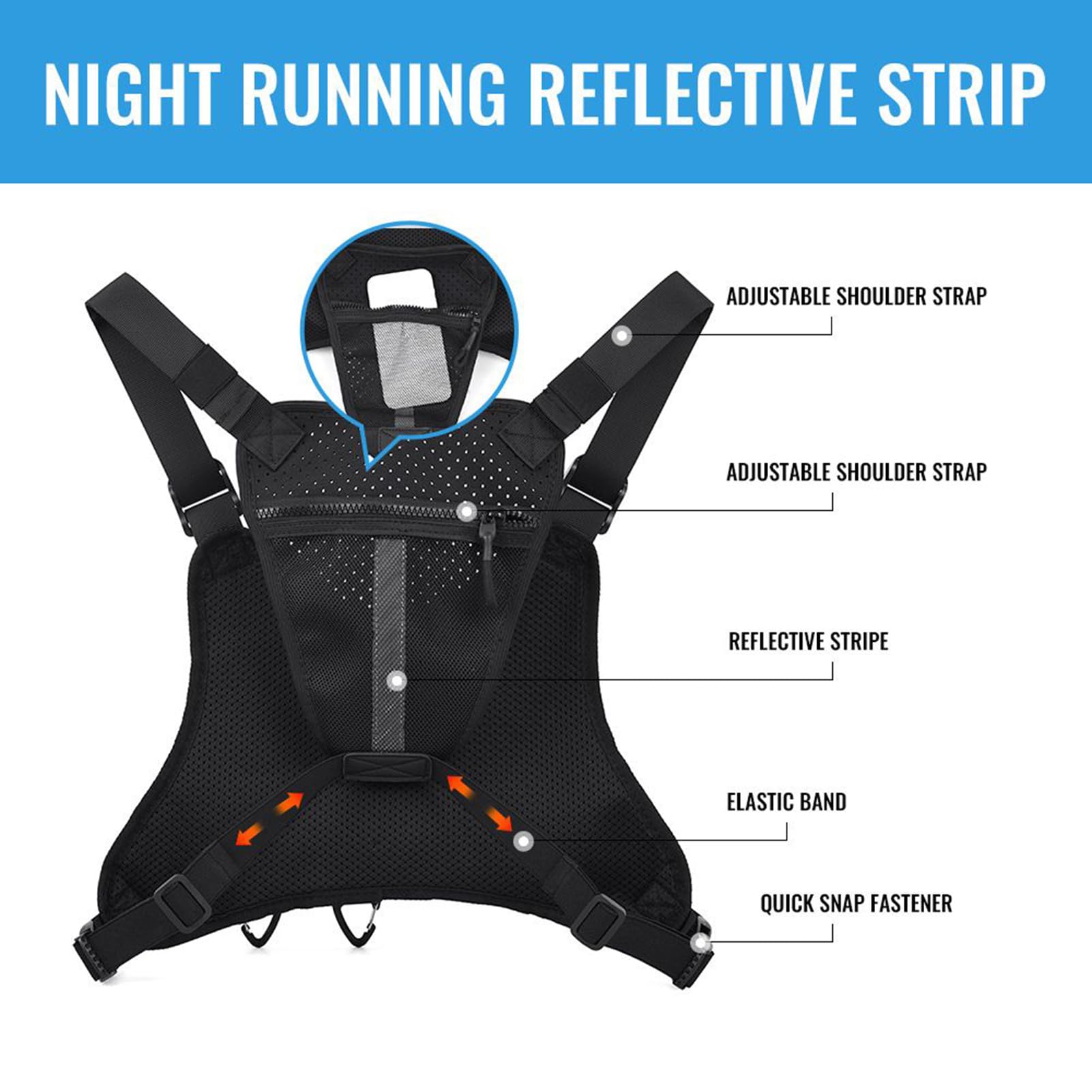 Lauf Brustbeutel Leichte Handyhaltertasche Rucksack | Wander-Brusttasche Laufweste Taschen-Rucksackweste Camping Wandern Outdoor Radfahren Joggen Läufer Workout Reisen Herren