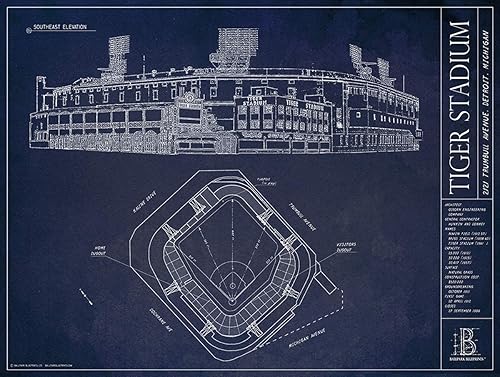 Tiger Stadium Blueprints Print