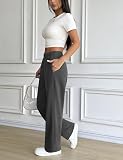 PINSPARK Women's Jogging Pants Wide-Leg Sports Trousers Baggy Training Pants Breathable Casual Loungewear Fitness Sweatpants Dark Gray - 6