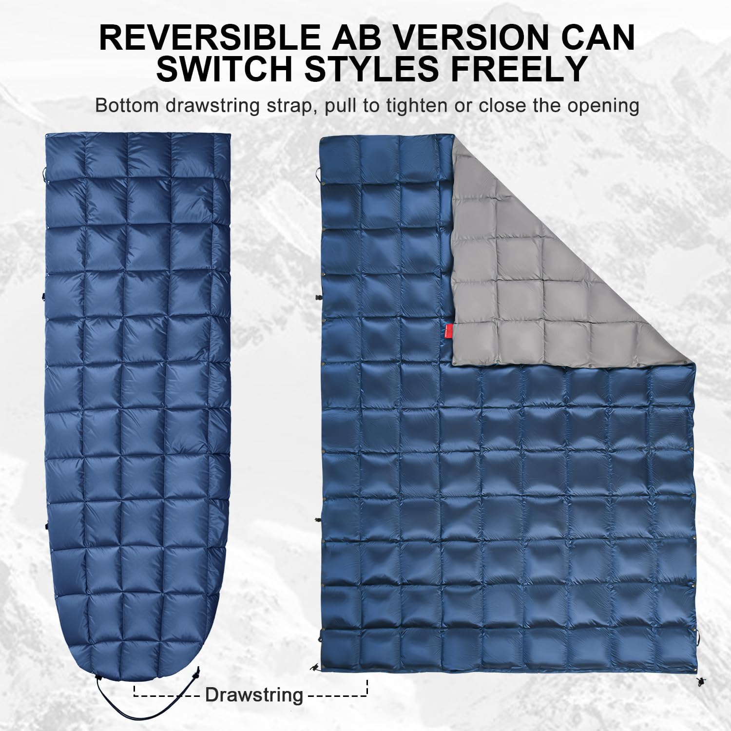 Down Camping Blanket - Lightweight, Packable, Warm & Puffy Outdoor Travel Quilt for Sleep, Hiking, Backpacking, Stadium, Festivals, Water-Resistant Sleeping Bag 55"x79" - Image 6