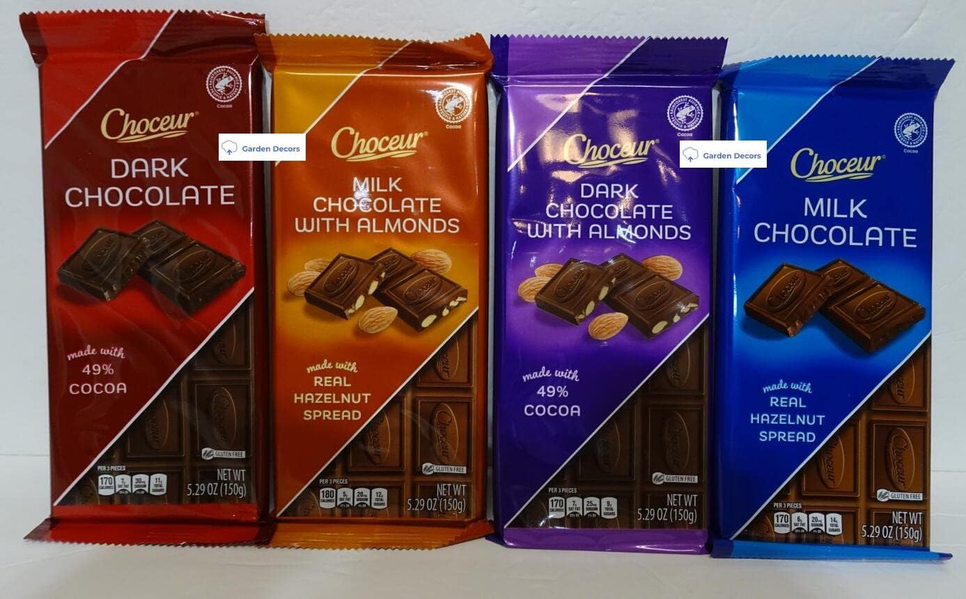 Chocolate Bar Austria Four Flavors Combo Bundle 5.29oz 150g (Pack of Four)