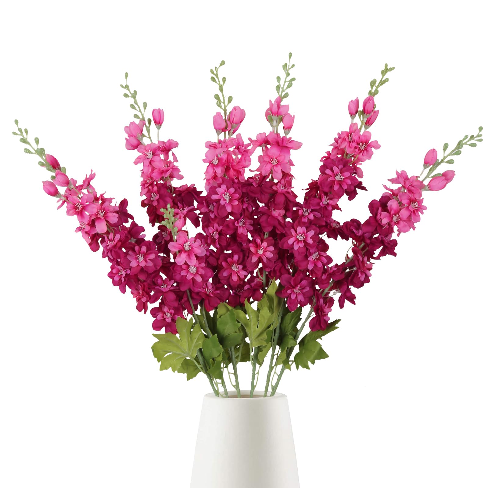 INSUNSIX Hot Pink Delphinium Artificial Flowers - 6PCS, 33" Long Stem Silk Flowers for Tall Vase Wedding Centerpieces & Home Decor (Indoor) โ image 1