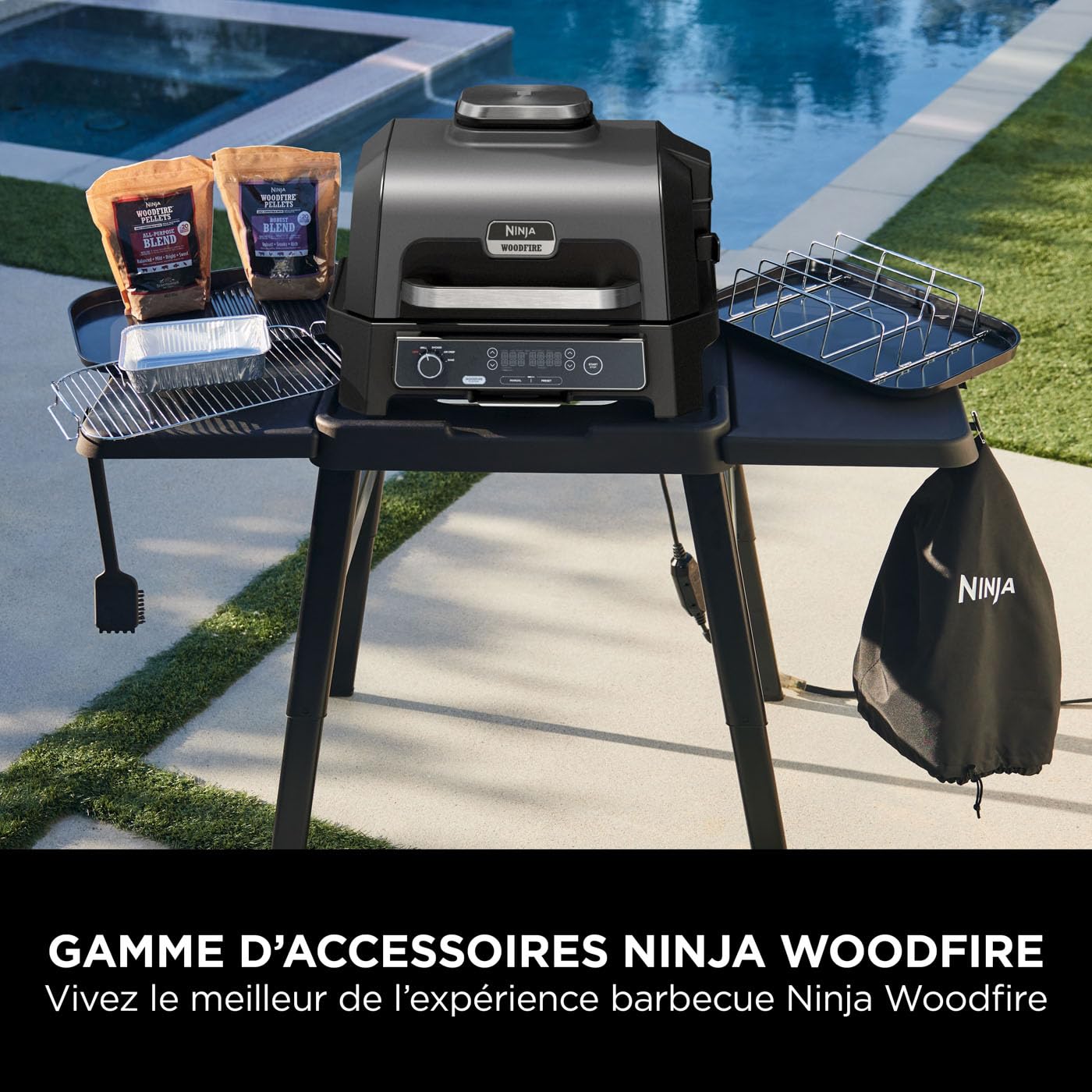 Ninja Woodfire barbecue XL plancha combo antiadhésif grille à rainures accessoires officiels compatibles OG850 OG901 noir