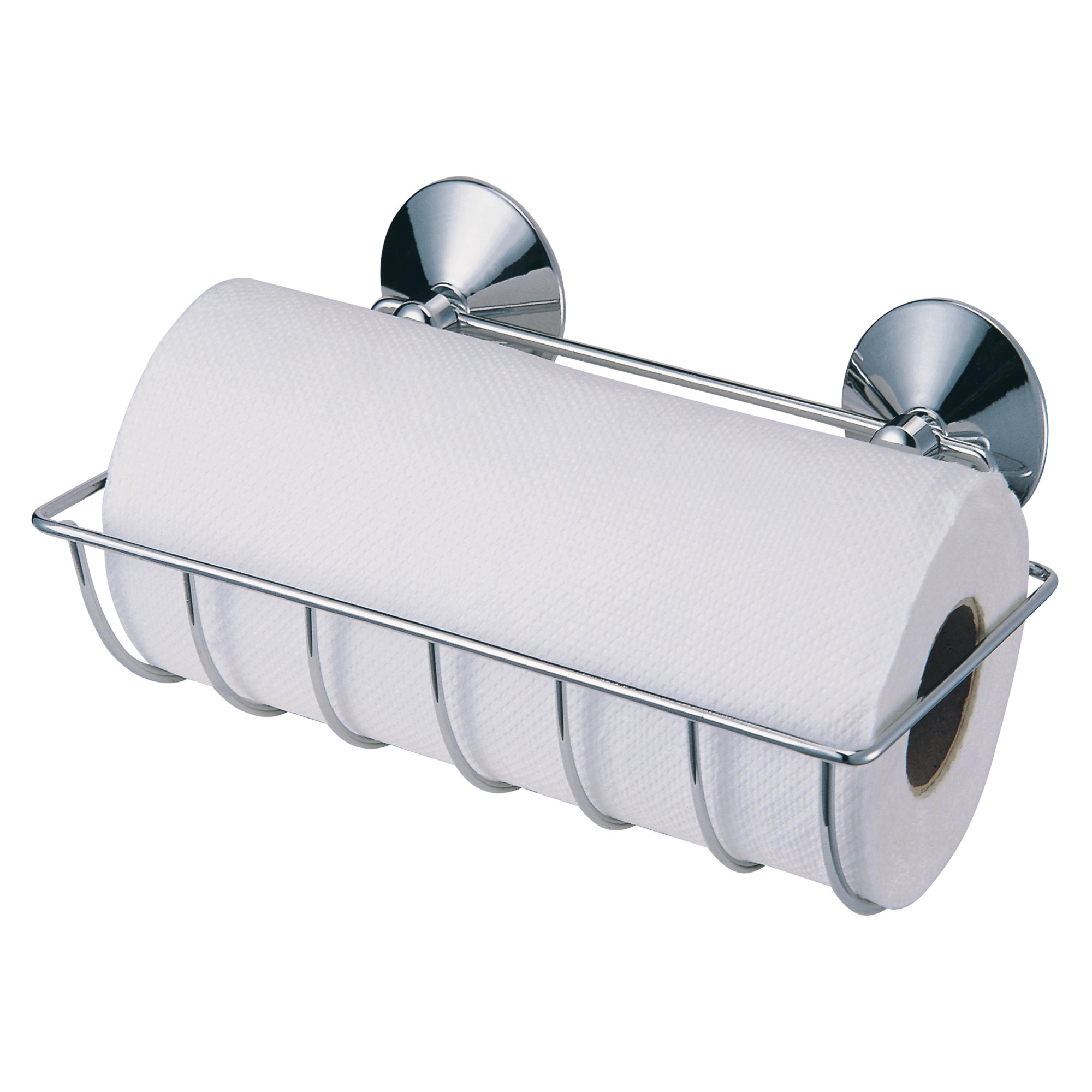 MSV Küchenrollenhalter mit Saugnäpfen aus Stahl/PVC/Kunststoff, Silber, 25x16x9 cm Küche, Haushalt & Wohnen