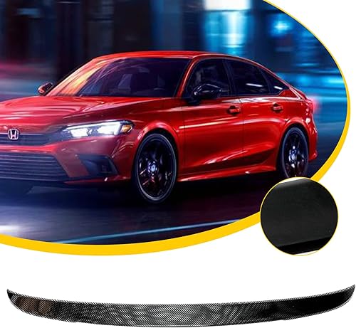 Alerón trasero compatible con Civic 11th 4 puertas Sedan Gen Highkick Duckbill 2022-2024 alerón de tapa de maletero (color de fibra de carbono)