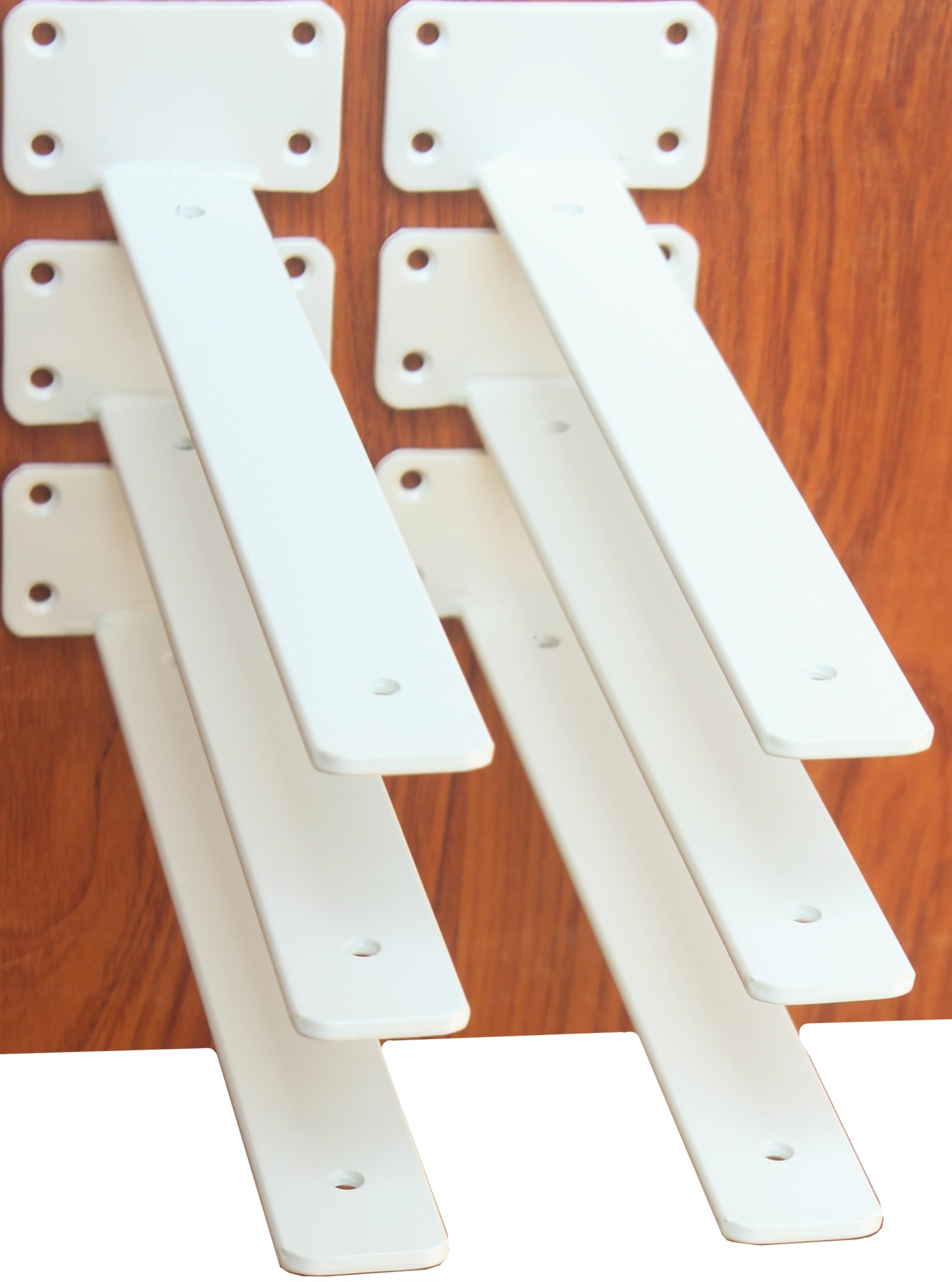 6 Pack - 12 inch White Hidden L Shelf Bracket (1/5 Inch Thicked) Iron Floating Shelf Brackets Rustic Industrial Metal Brackets for Shelf Support
