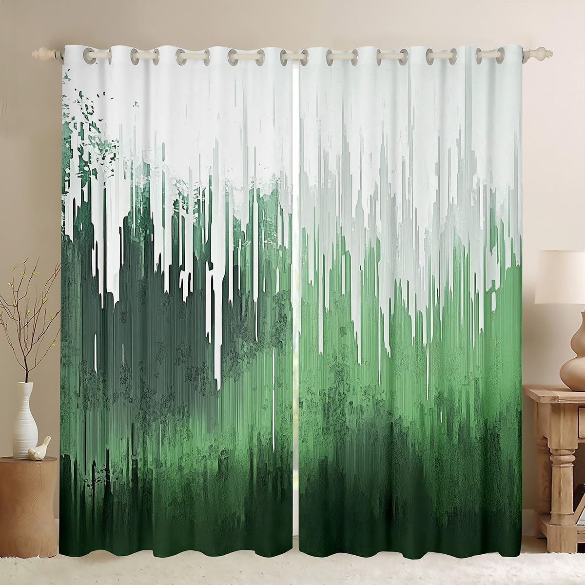Castle Fairy Light Blue Curtains Kids/Adults Abstarct Black Ink Art Painting Curtain,Window Treatment Curtain for Boys Girls Room Decor,Watercolor Tie Dye Boho Window Drapes,Top 2 Panel,38Wx45L