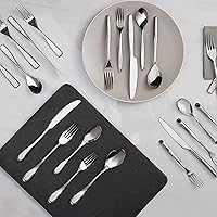 Vista 7 de Nambé Bend - Colección de cubiertos de 45 piezas, excelentes utensilios de acero inoxidable forjado con elegantes asas curvas, servicio para 8