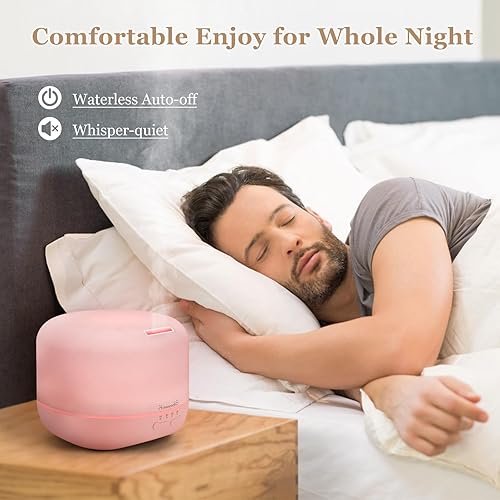 Miniatura 16 de Homeweeks Difusor de aceite esencial, difusor silencioso de aromaterapia para aceites esenciales, difusor de aceite ultrasónico de grano de madera