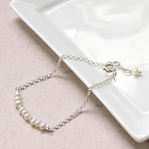Miniatura 8 de 925 Sterling Silver Pearl Bracelets for Women - June Birthstone Bracelet Sterling Silver - Dainty Bracelets for Women - Sterling Silver Bracelet -