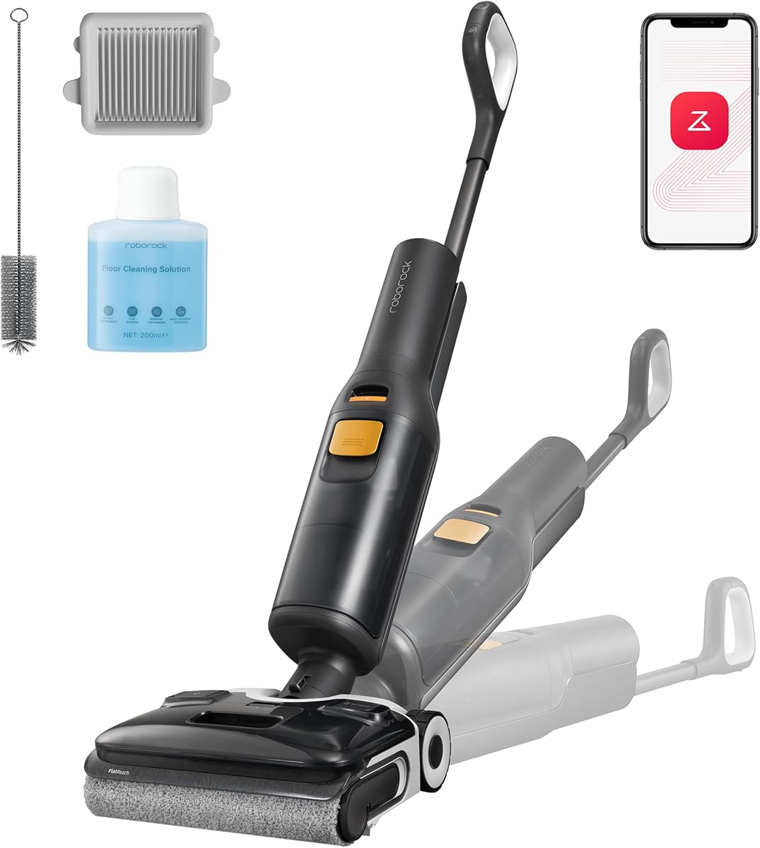 roborock F25 XT Nass Trockensauger, kabelloser Nass-Trocken-Sauger, 20.000 Pa Staubsauger mit Wischfunktion, 90°C Hochtemperatur Selbstreinigung & Heißluft-Schnelltrocknen, 180° Lie Flat, WLAN