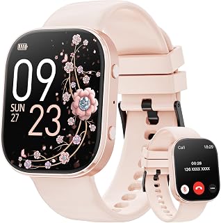 Hwagol Smart Watch for Men Women 1.88 Inch Bluetooth Calling Fitness Tracker, 100+ Sports Modes Heart Rate Sleep Monitor DIY Dial, AI Voice Assistant Smartwatch Compatible with Android iPhone Pink