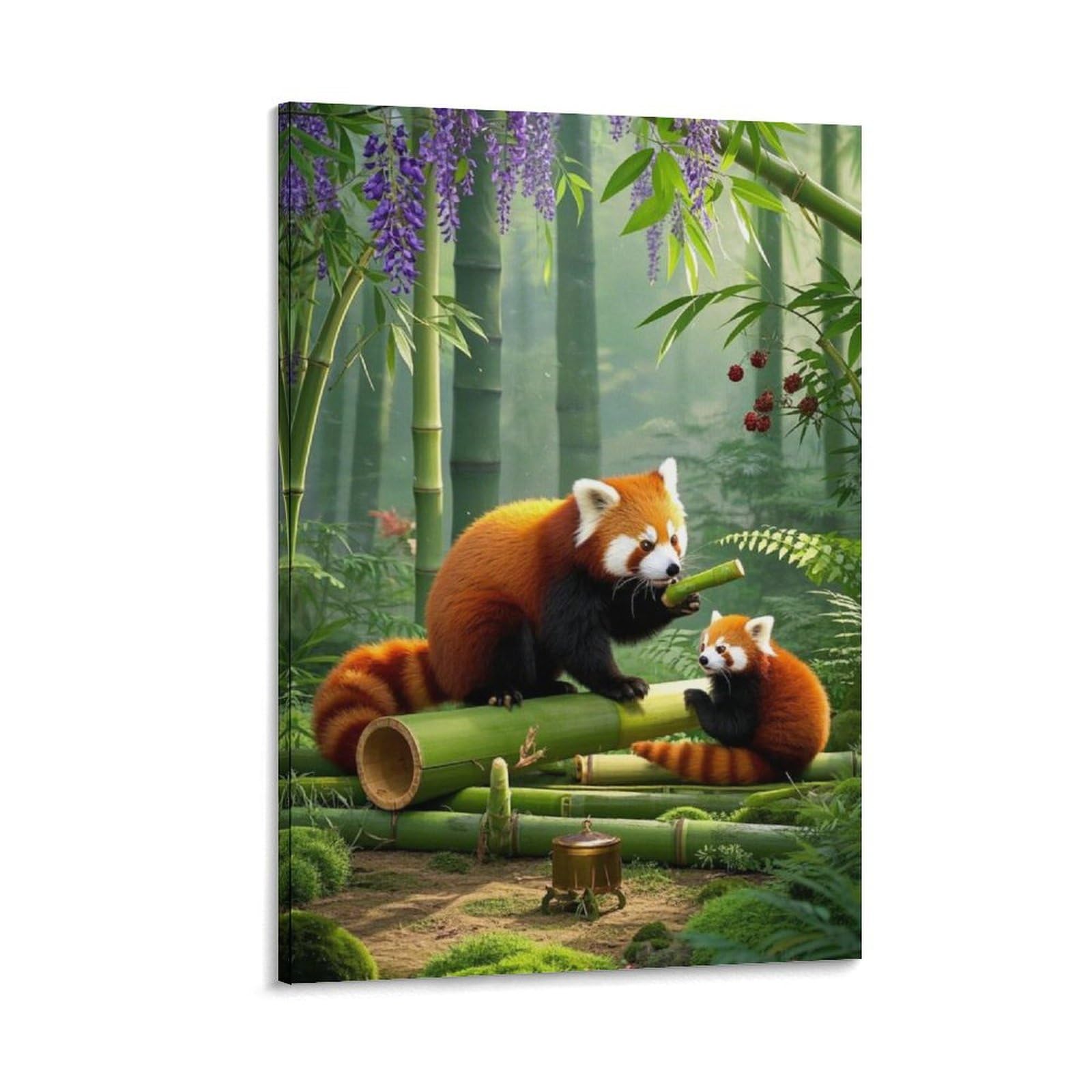 Image sur toile panda roux affiche décoration murale poétique pour chambre