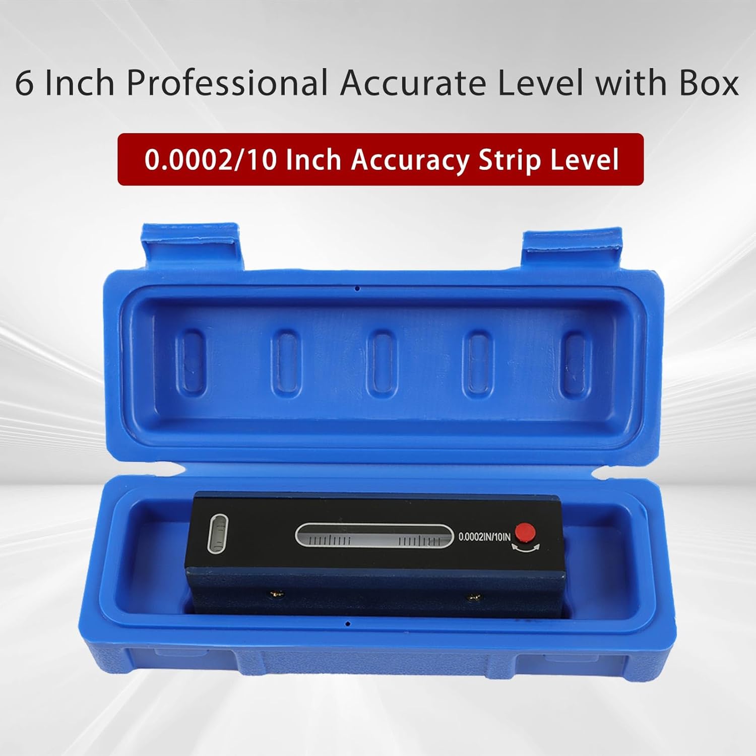 findmall 6 Inch Professional Accurate Level with Box, 0.0002/10 Inch Accuracy Strip Level for Checking the Work of Machinists Toolmakers
