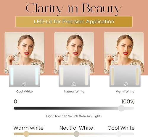 Miniatura 3 de Estuche de maquillaje con espejo iluminado Recargable con almacenamiento inteligente, Espejo de tres modos de luz (acrilonitrilo butadieno estireno,